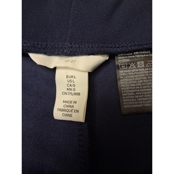 H&M Navy Blue SAILOR PANTS Flared wide leg Womens Size L GOLD Button Front - Picture 7 of 13